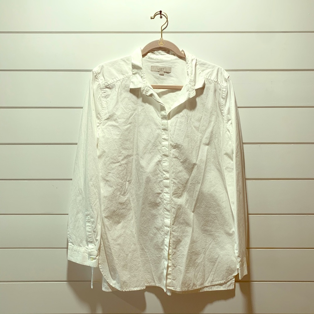 LOFT button down tunic blouse